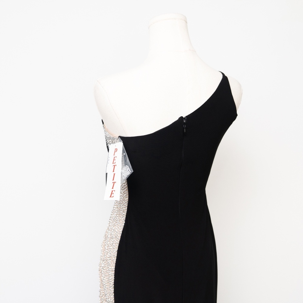 Xscape‎ -Petite Beaded Colorblocked One-Shoulder Gown - Picture 10 of 10